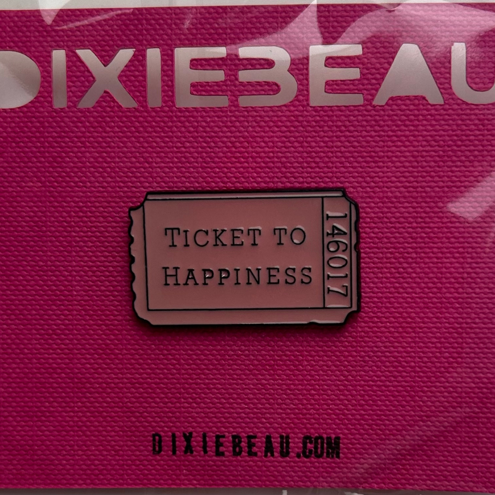 Ticket To Happiness Enamel Sign